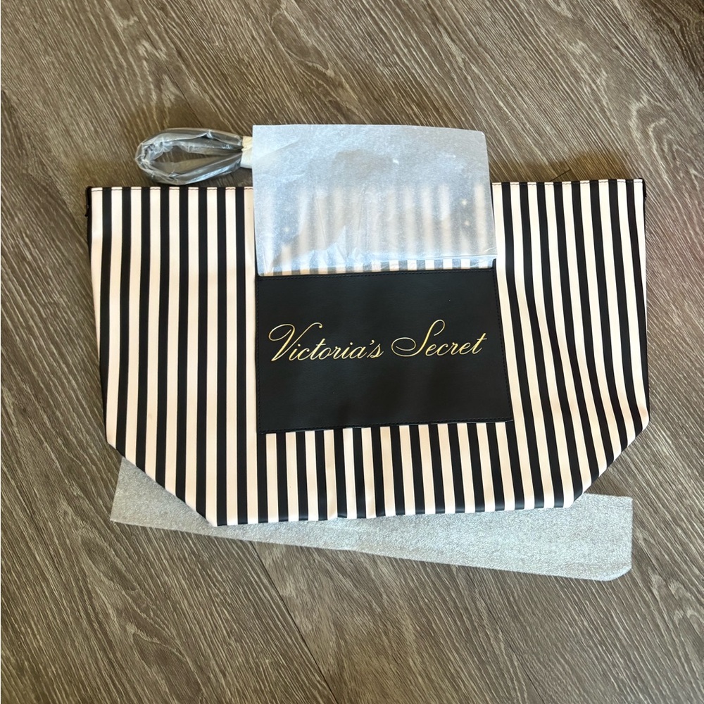 Victoria's Secret Black and White Striped Tote